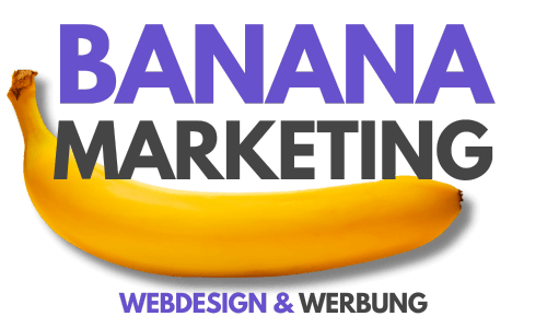 Banana Marketing Logo: Schriftzug mit Banane darunter
